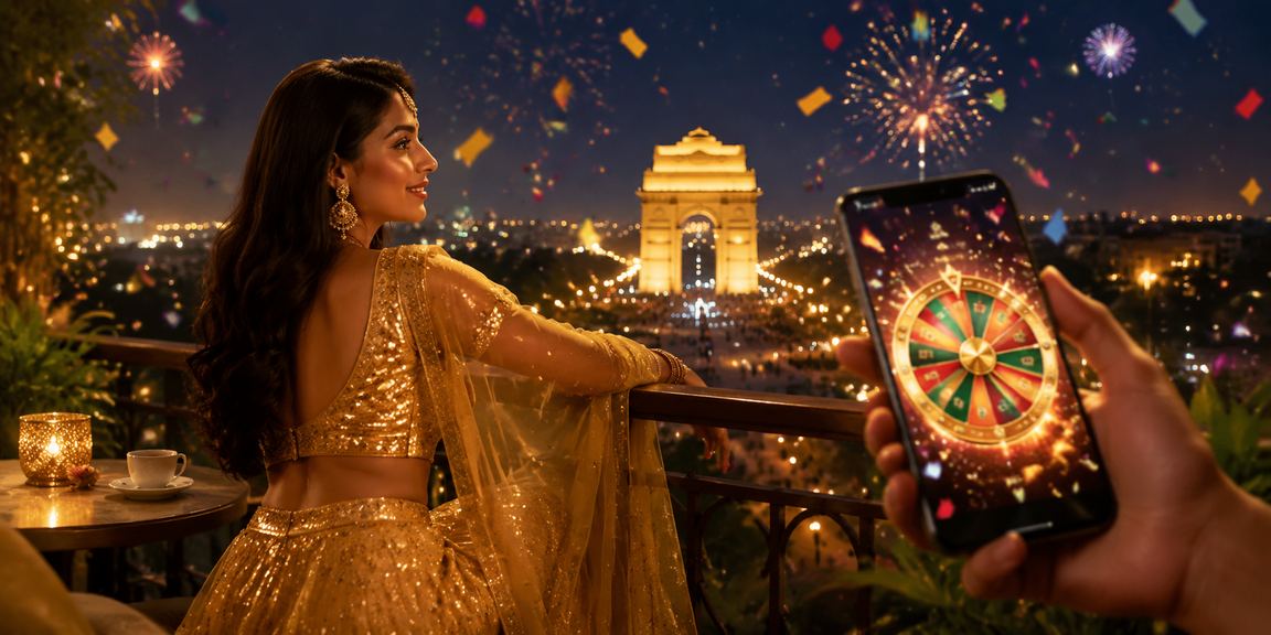 India Gate with roulette and lehenga cultural theme